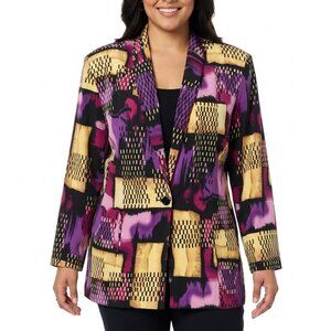 Vintage Kensington Square Abstract Geometric Blazer 80s 90s Art to Wear Size XL